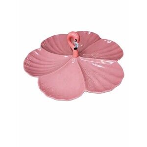 Tommy Bahama Pink Flamingo Hibiscus Melamine Sectioned Charcuterie Serving Tray
